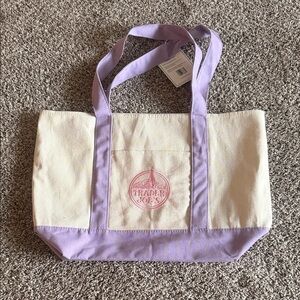 Brand New! Lavender-Trim Canvas Trader Joe’s Tote Bag. Large.